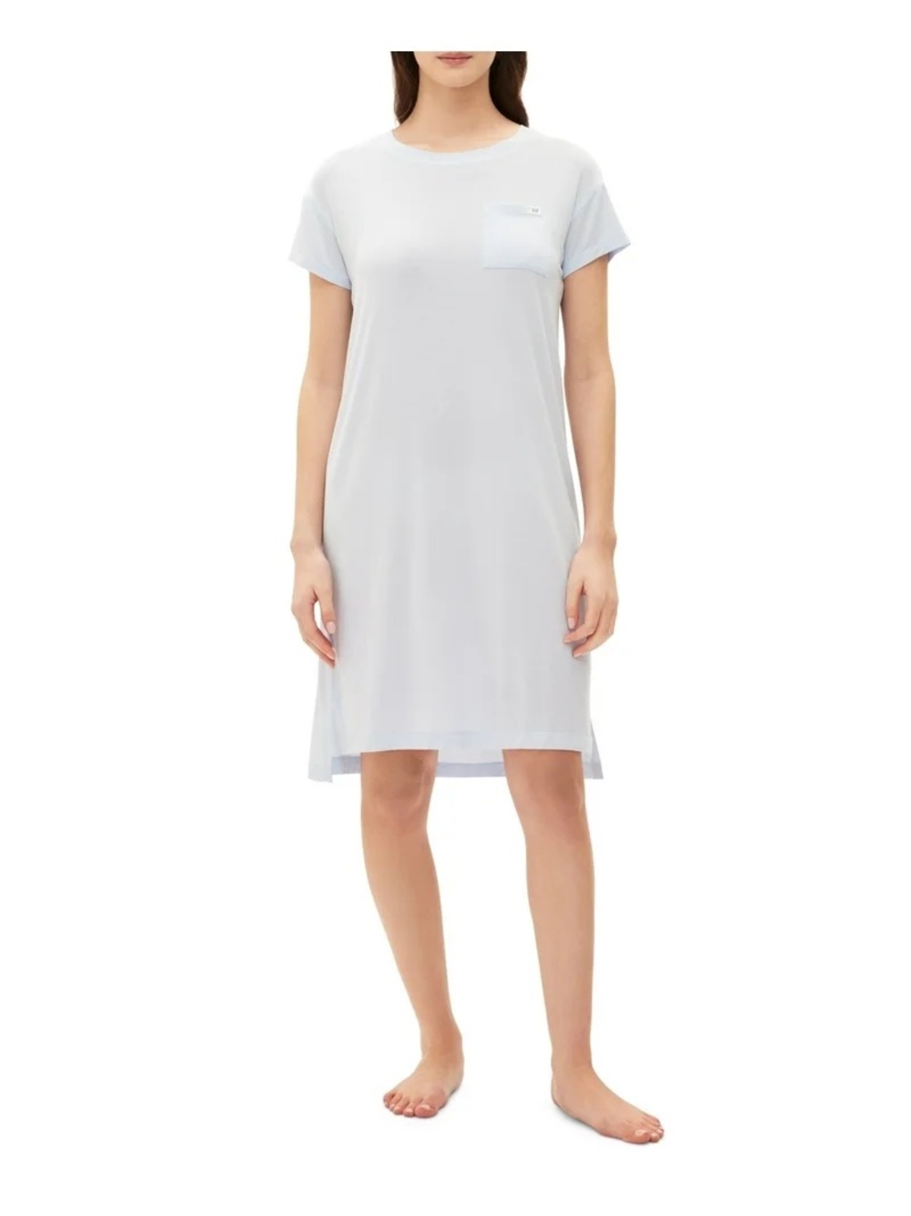 GapBody Women’s Light Blue Gray Pajama Mumu Pocket Tee Dress